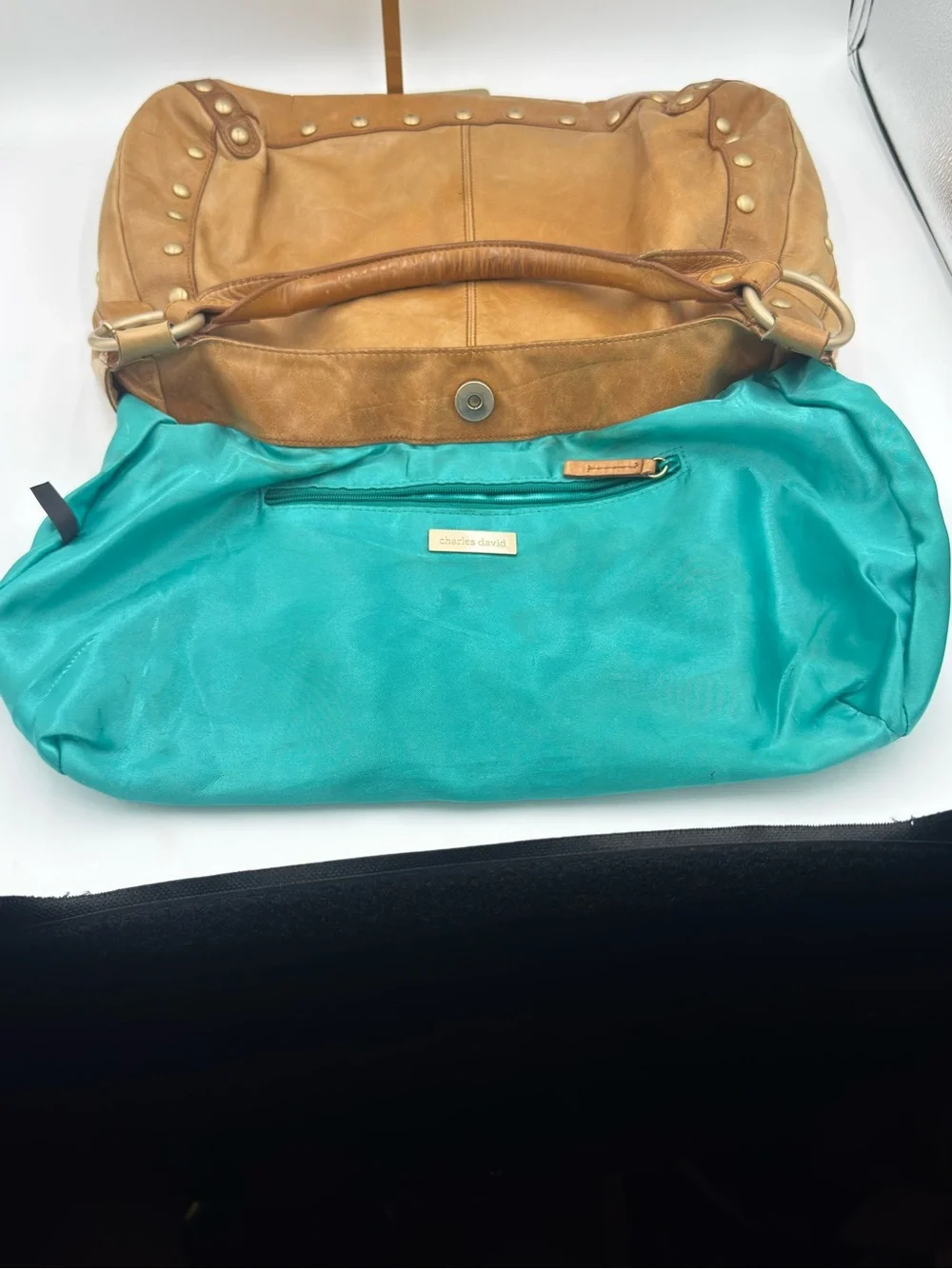 Charles David Tan Drawstring Hobo Shoulder Bag
